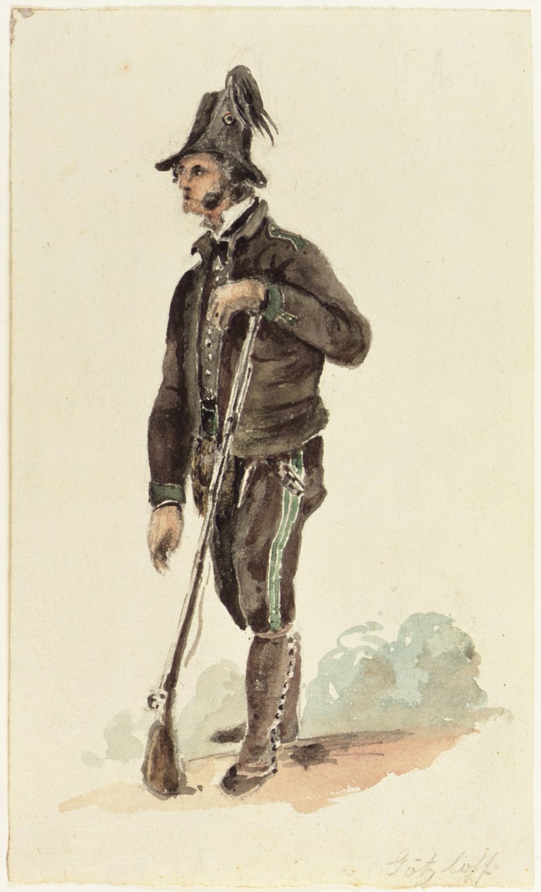 Italský lovec, 1830 od Carl Wilhelm Goetzloff