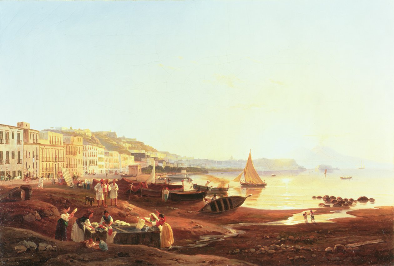 Přístav Mergellina, cca 1831 od Carl Wilhelm Goetzloff