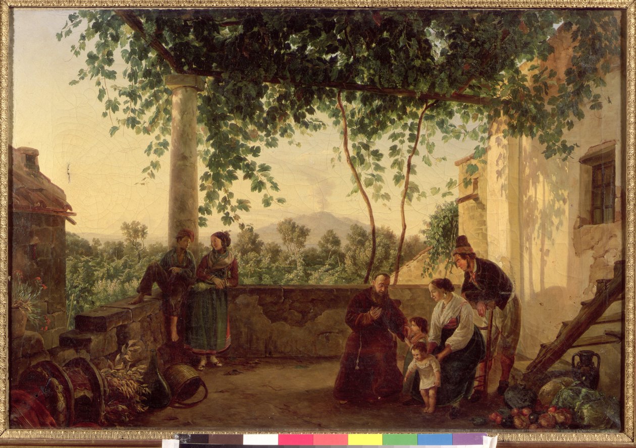 Terasa domu nedaleko Neapole s výhledem na Vesuv, 1833 od Carl Wilhelm Goetzloff