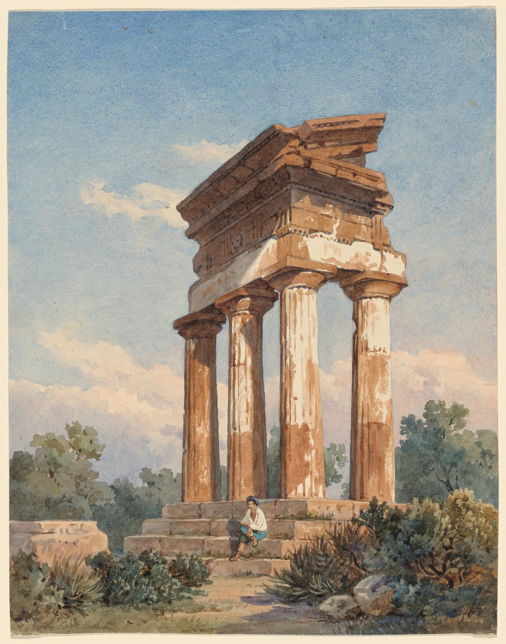 Zřícenina chrámu v Agrigentu od Carl Wilhelm Götzloff