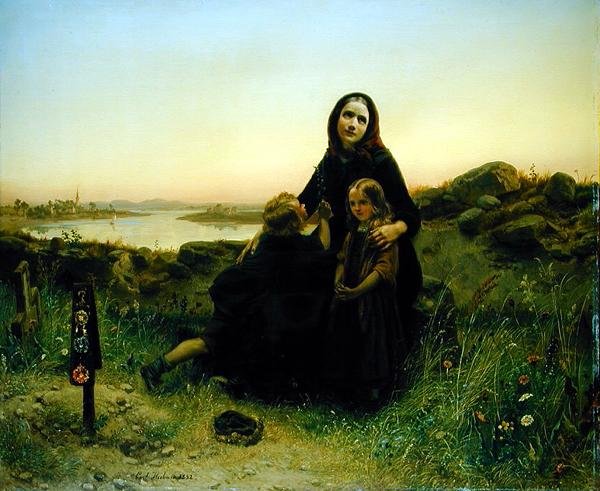 Truchlící vdova, 1852 od Carl Wilhelm Huebner