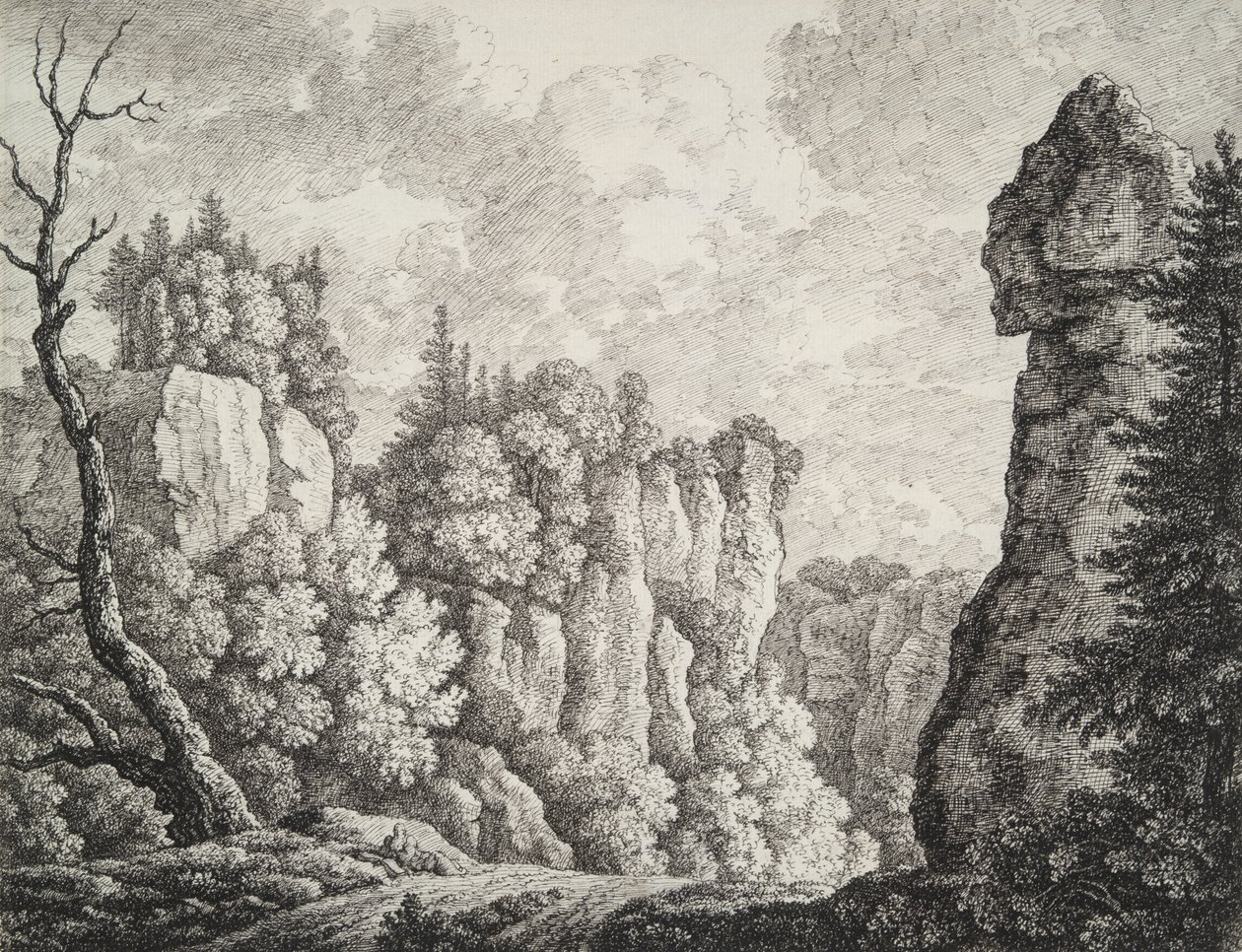 Skalnatá krajina s poustevníkem od Carl Wilhelm Kolbe the elder