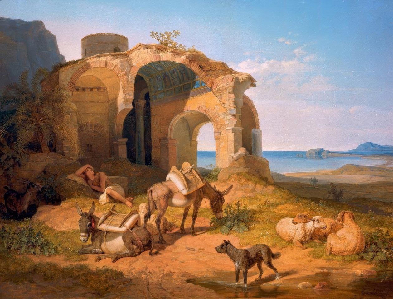 Krajina s ruinami byzantského kostela od Carl Wilhelm von Heideck