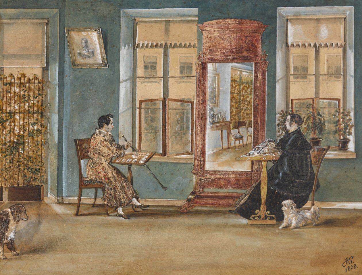Herec Nikolay Osipovich Dur 1807-1839 se svou ženou v obývacím pokoji, 1839. od Carl von Hampeln
