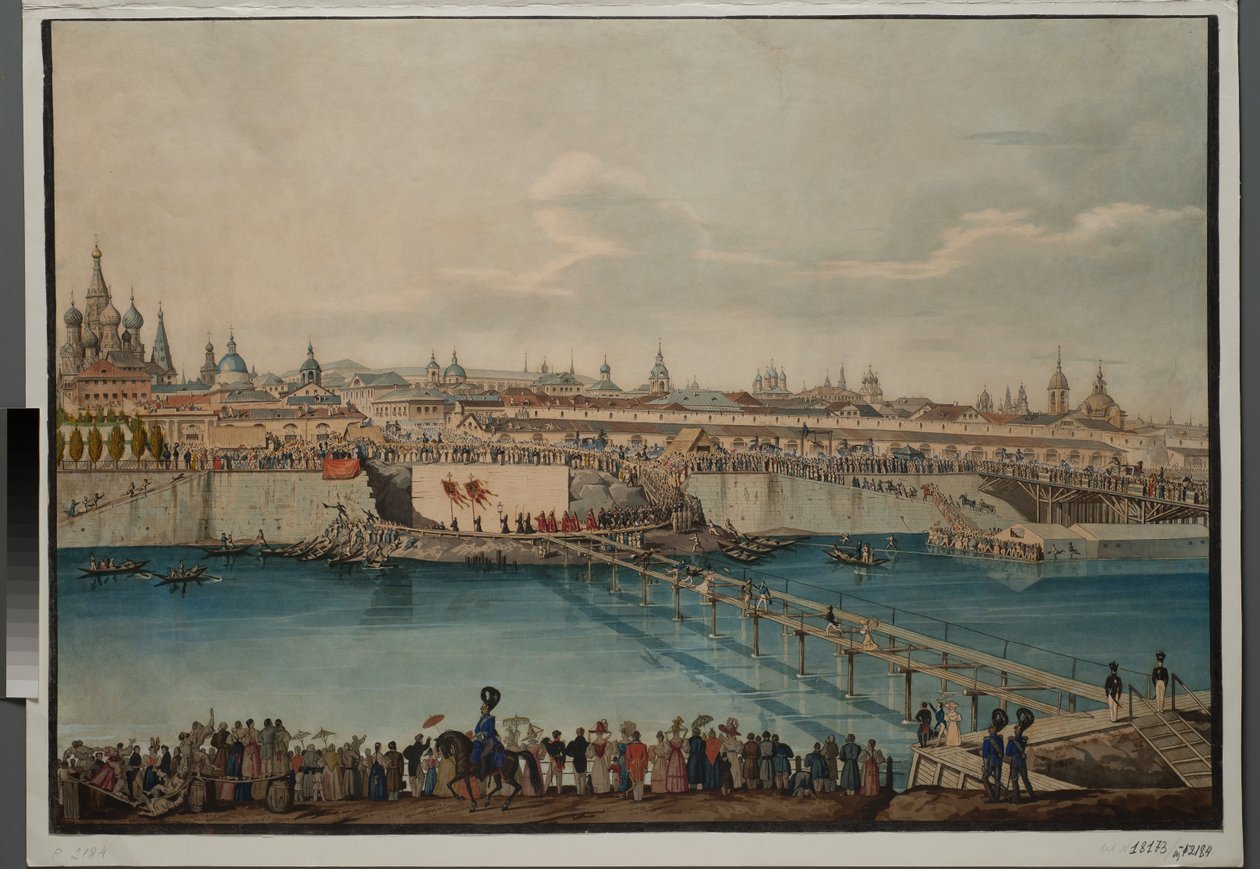 Slavnostní položení základního kamene pro Moskvorecký most v Moskvě, 1830. od Carl von Hampeln