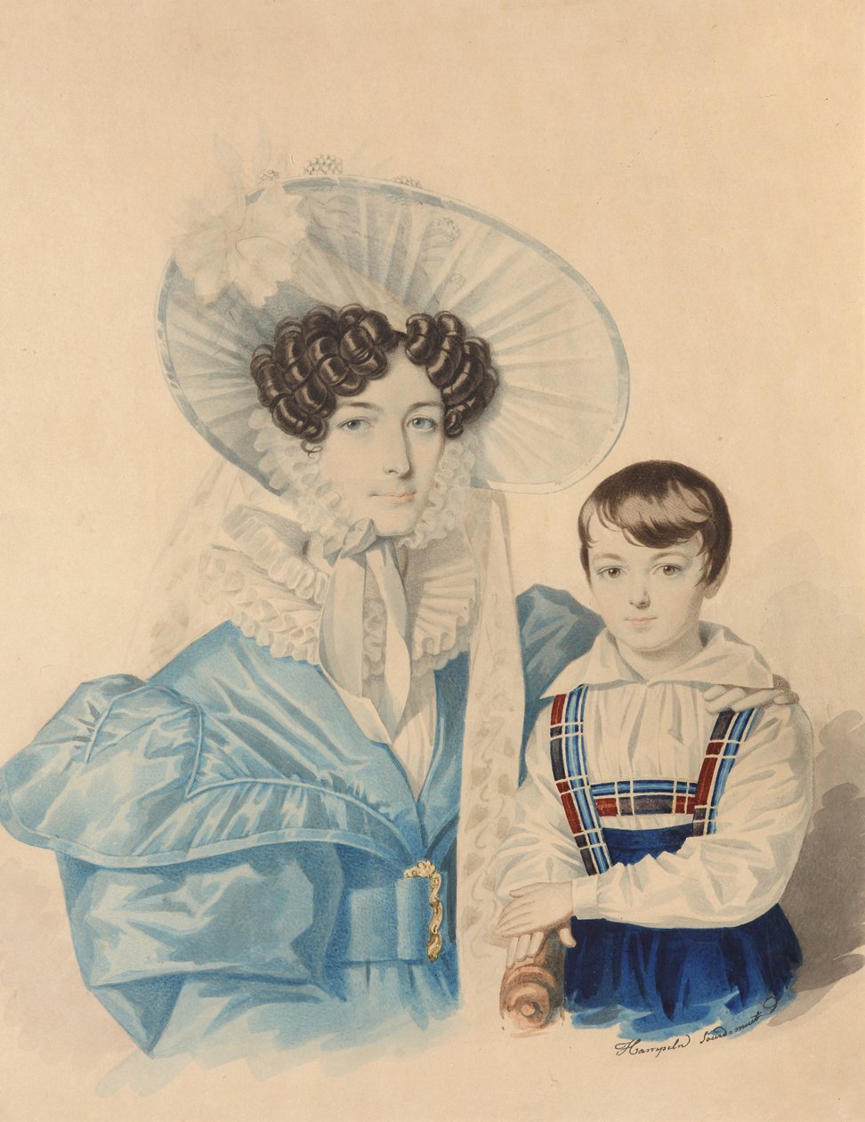 Portrét Anny Platonovny Plautiny 1808-1886 se svým synem, 30. léta 19. století. od Carl von Hampeln