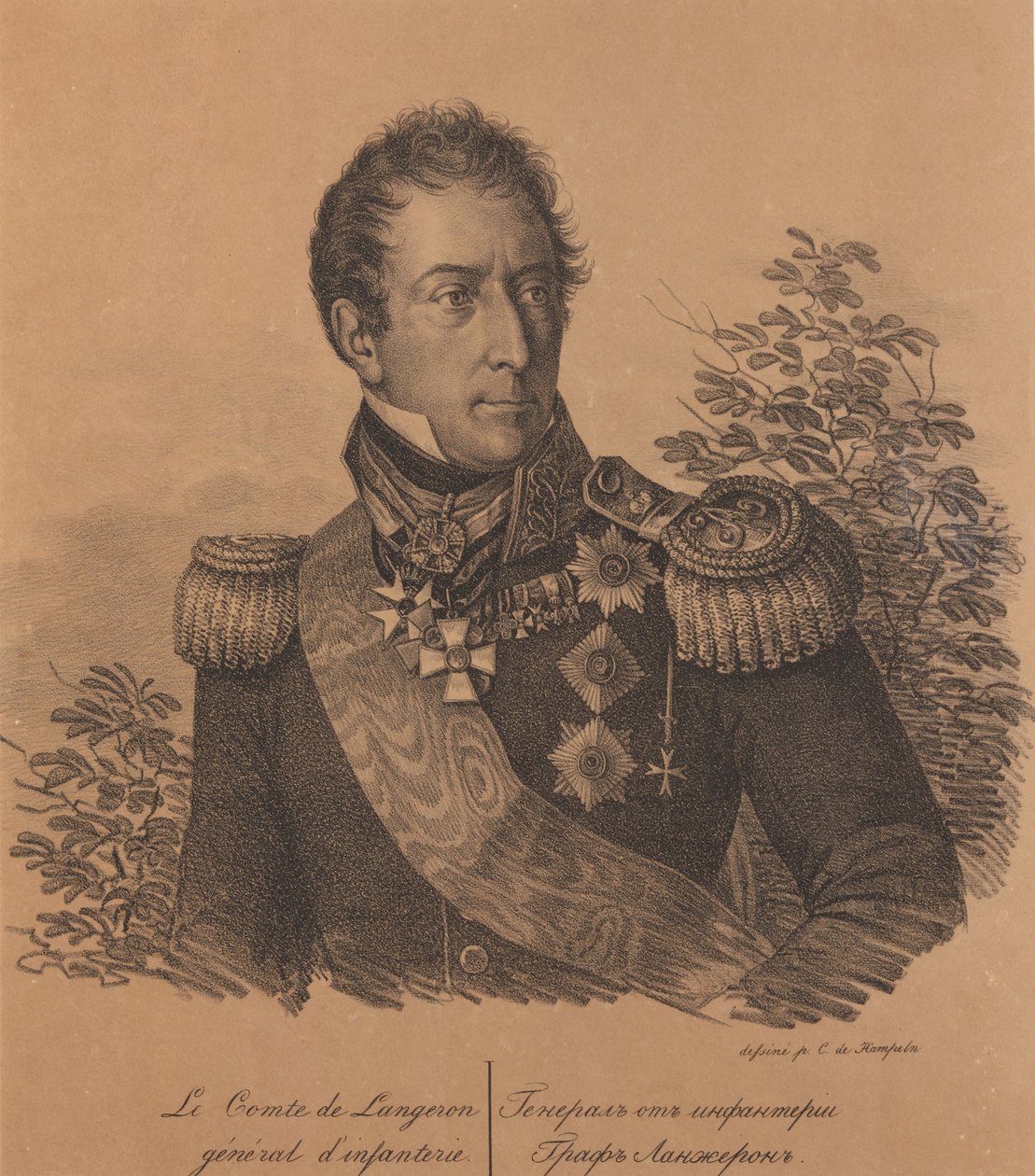 Portrét hraběte Alexandre Andrault de Langeron 1763-1831, 1820. od Carl von Hampeln