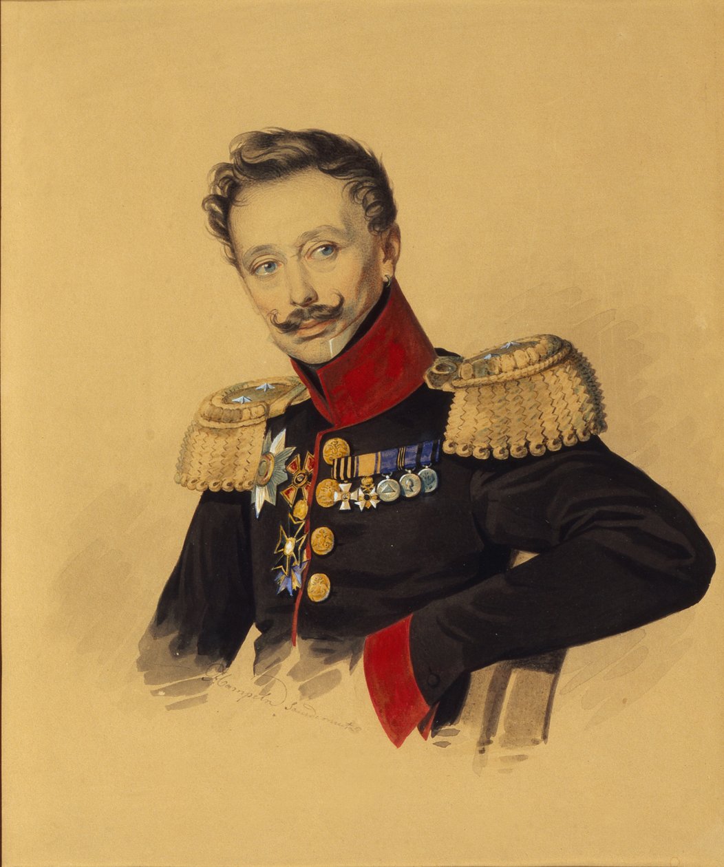 Portrét prince Fjodora Fjodoroviče Gagarina 1786-1863, 30. léta 19. století od Carl von Hampeln