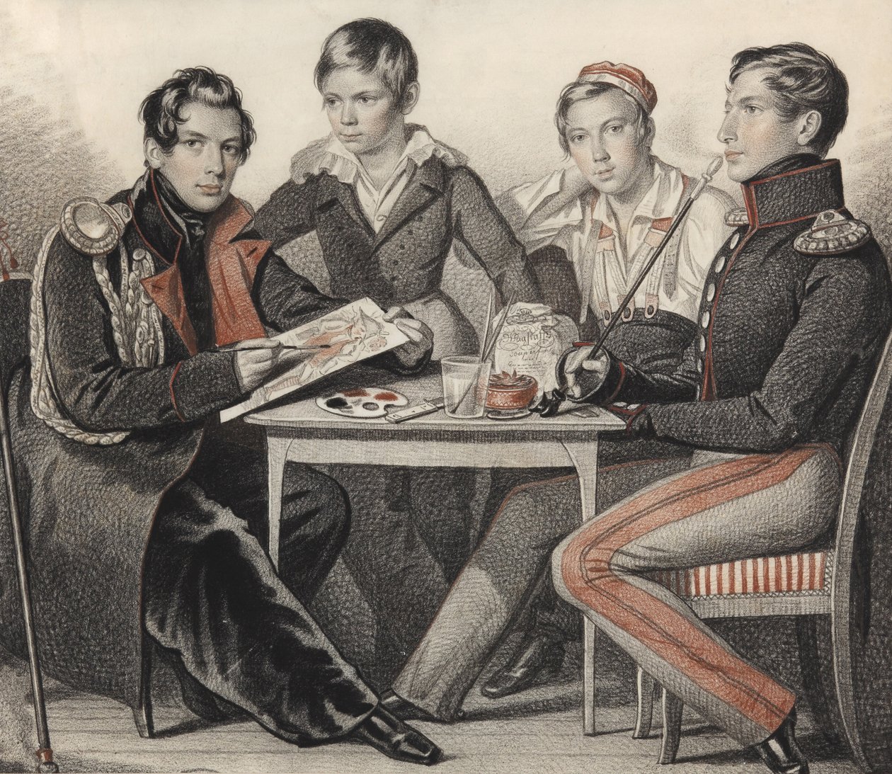 Portrét bratří Konovnitsyn, 1825. od Carl von Hampeln