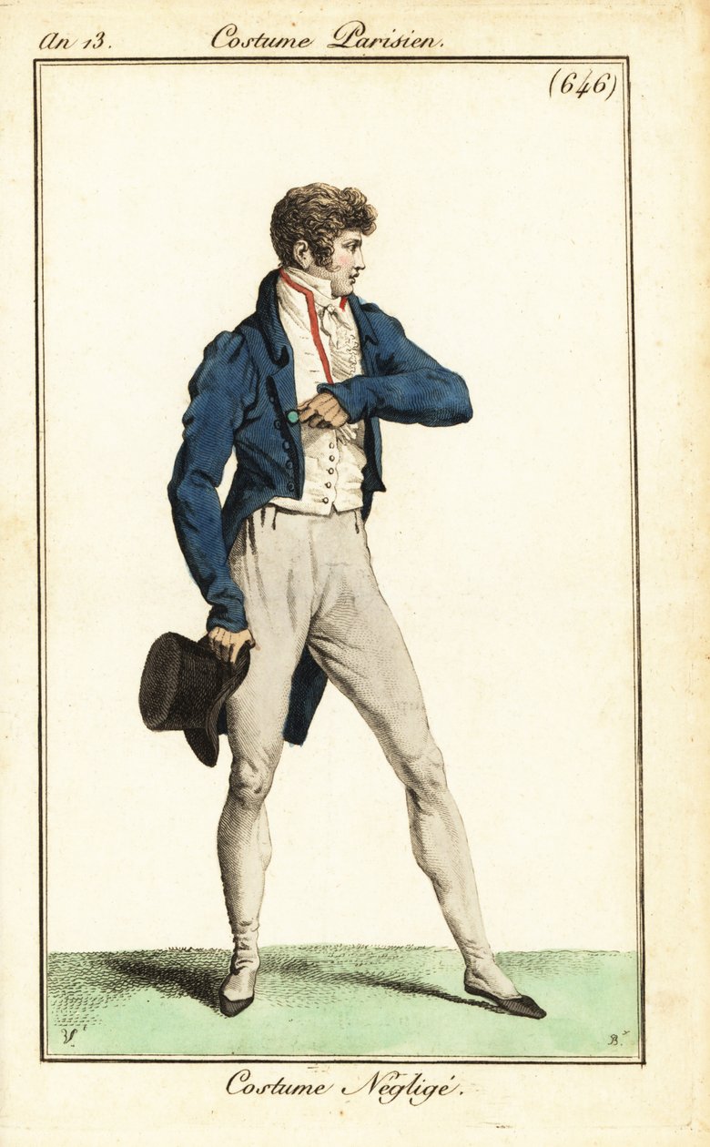 Francouzský dandy v neformálním oblečení, Paříž od Carle (after) Vernet