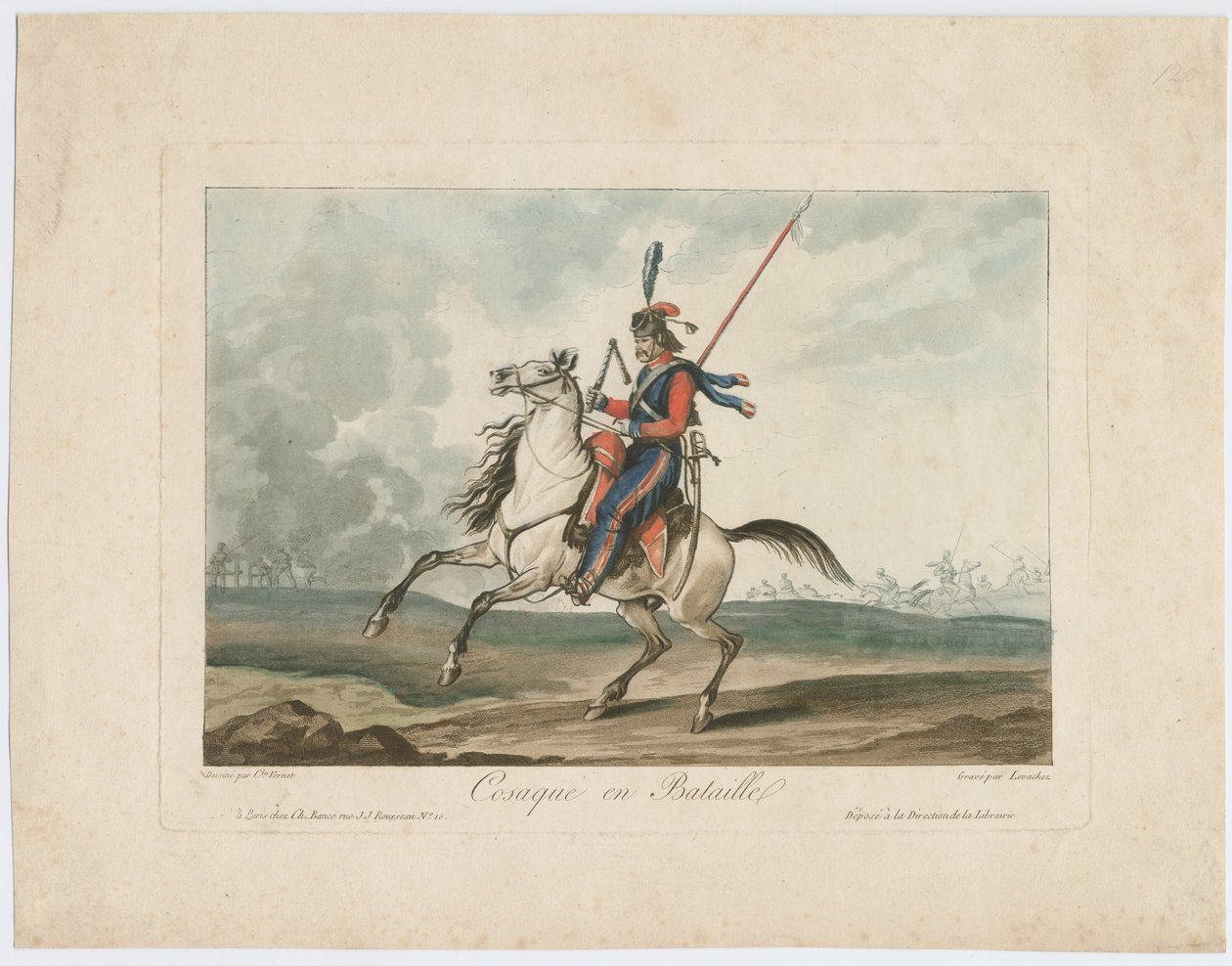 Kozák v bitvě, 1815 od Carle Vernet