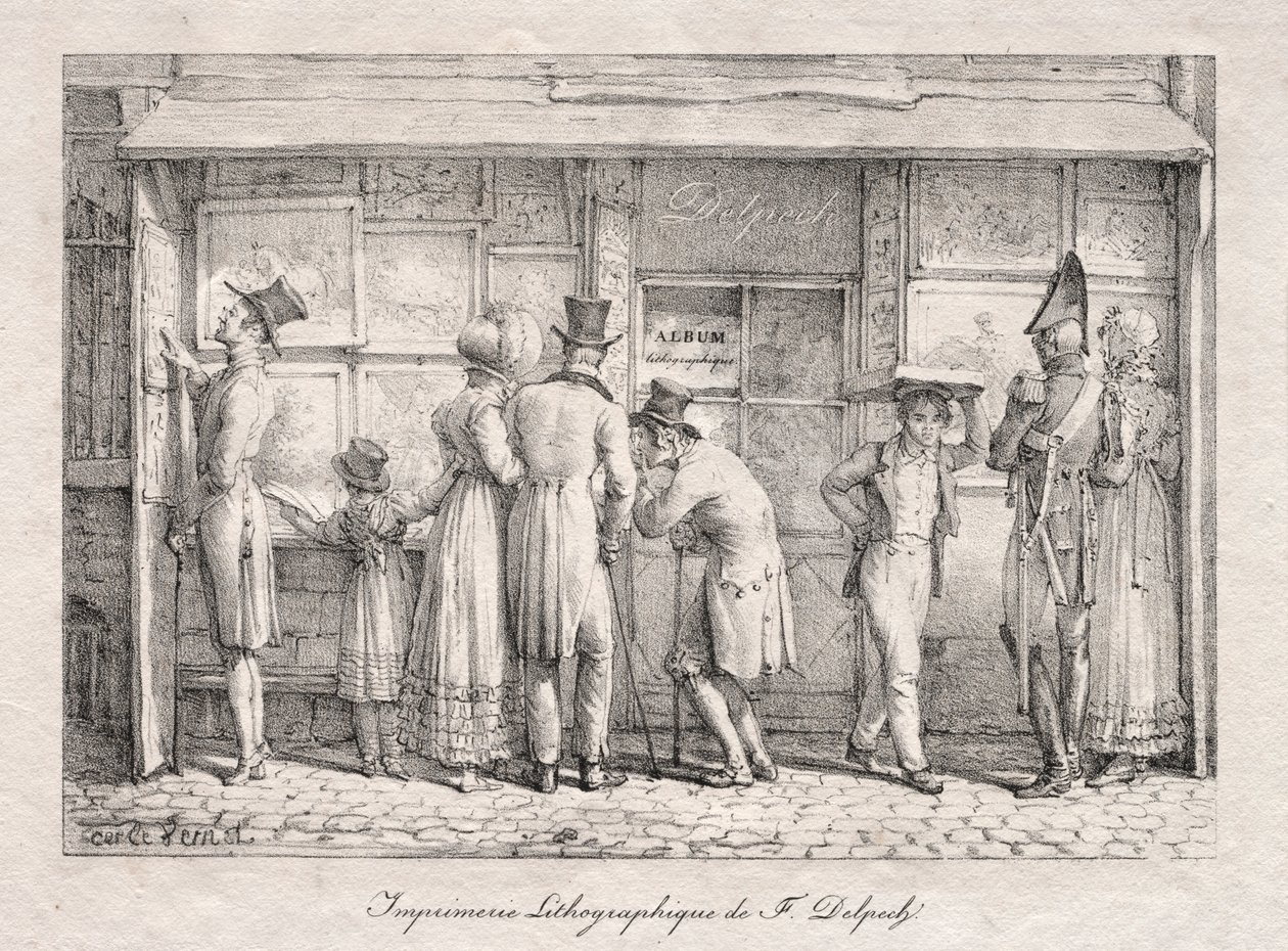 Prodejna litografického tisku Delpech, c. 1818. od Carle Vernet