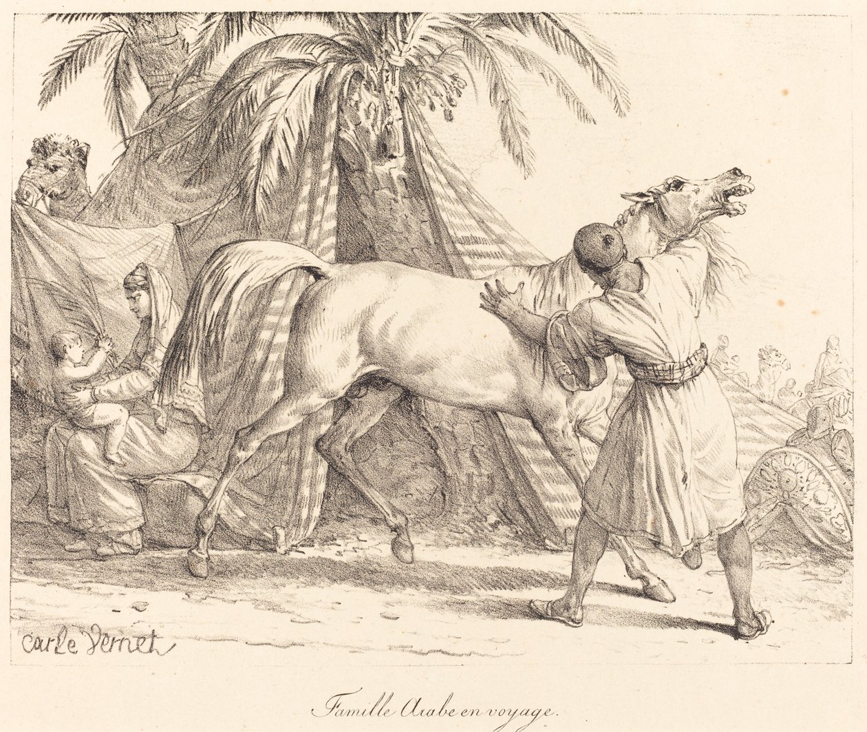 Arabská rodina cestuje od Carle Vernet