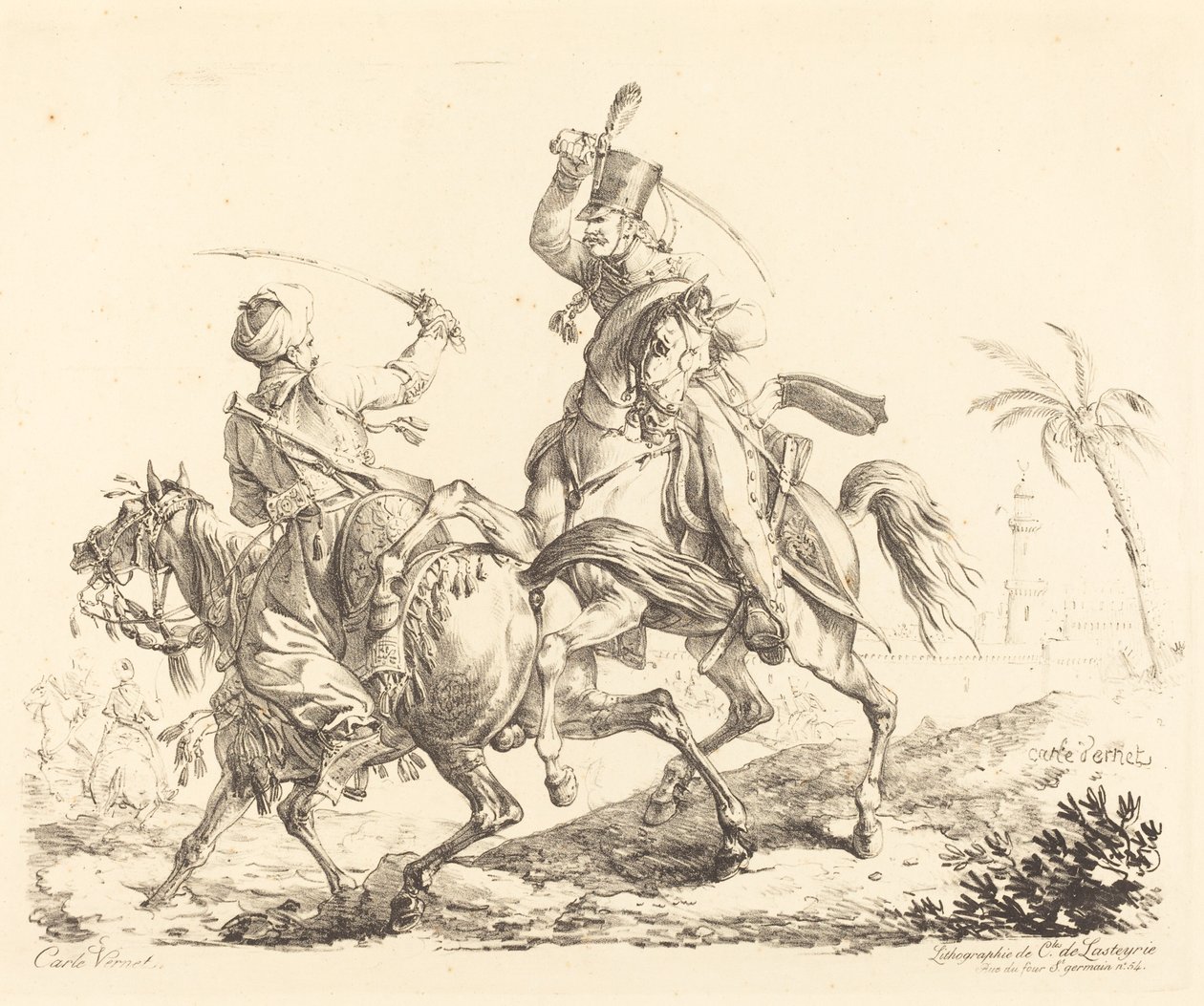 Hussard udeřil do Mamelucka od Carle Vernet
