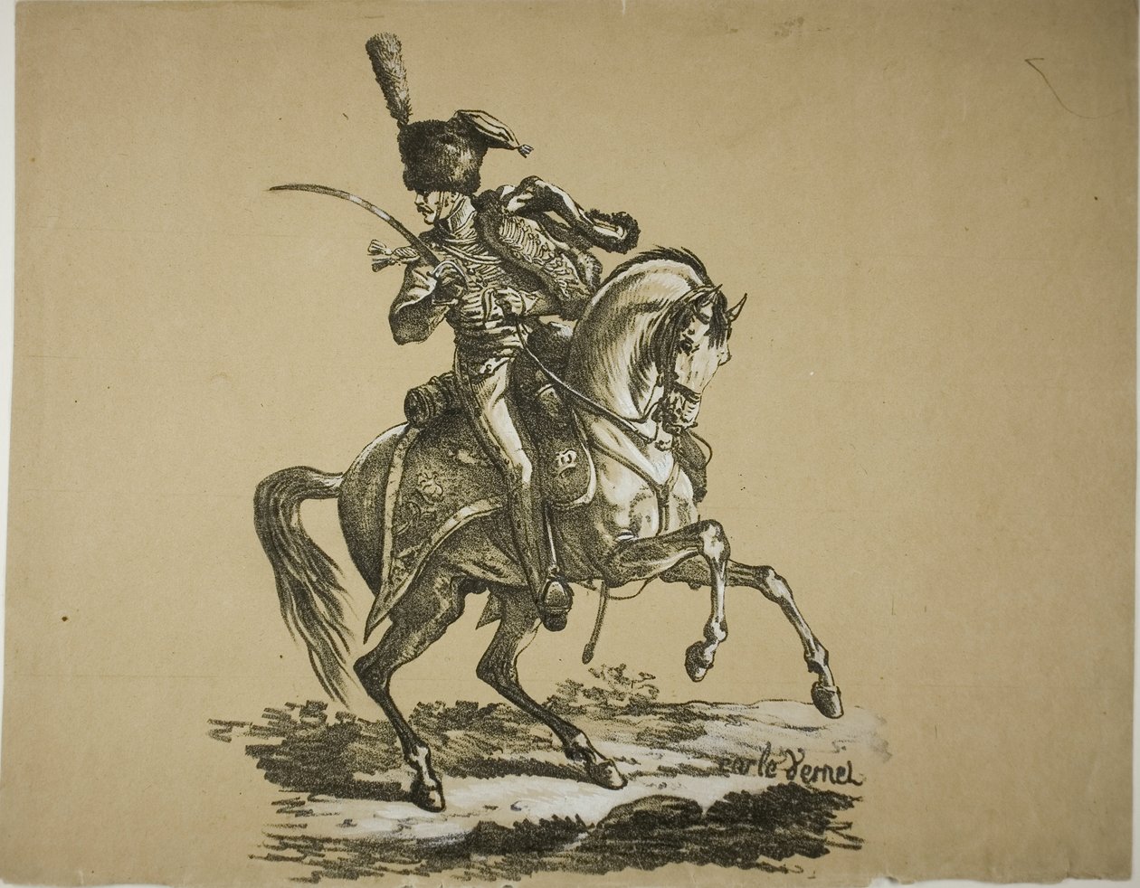 Královská garda, jízdní husar a kůň, č. 6 od Carle Vernet