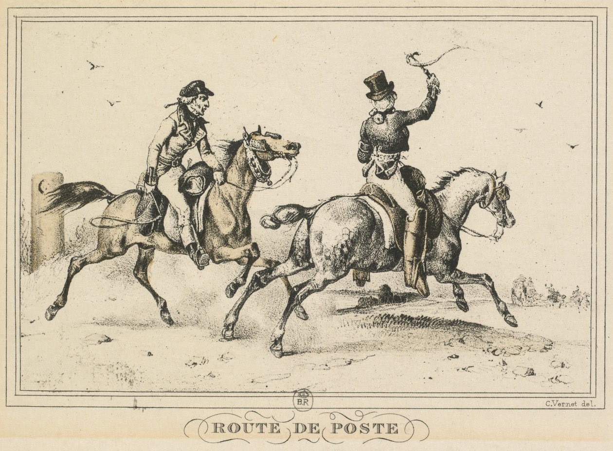 Scény každodenního života, cesty a stezky: Poštovní cesta..., 1817. od Carle Vernet