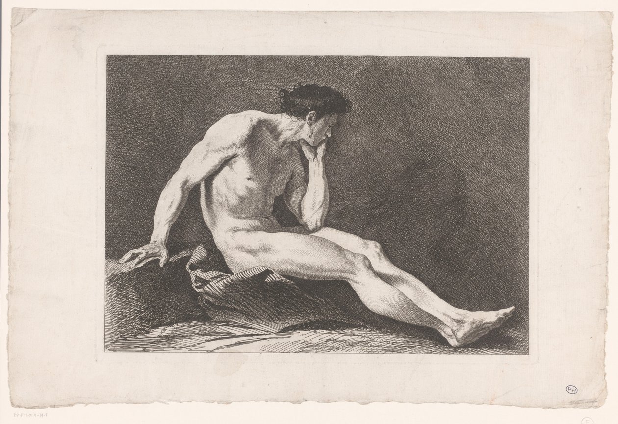 Akademická studie sedícího mužského aktu Šest akademických studií (název série) Six Figures academiques (název série) od Carle van Loo