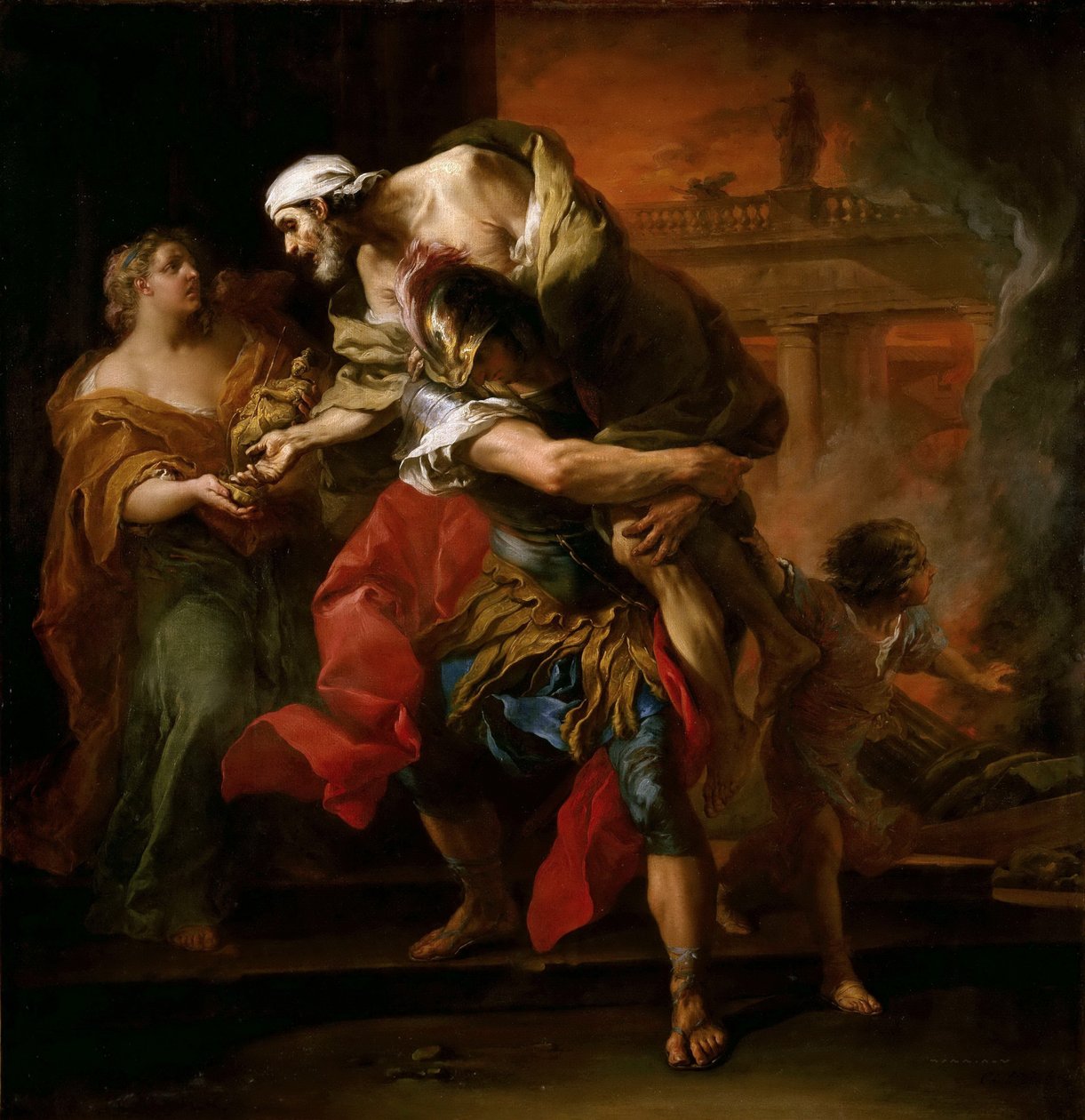 Aeneas nesoucí Anchises od Carle van Loo