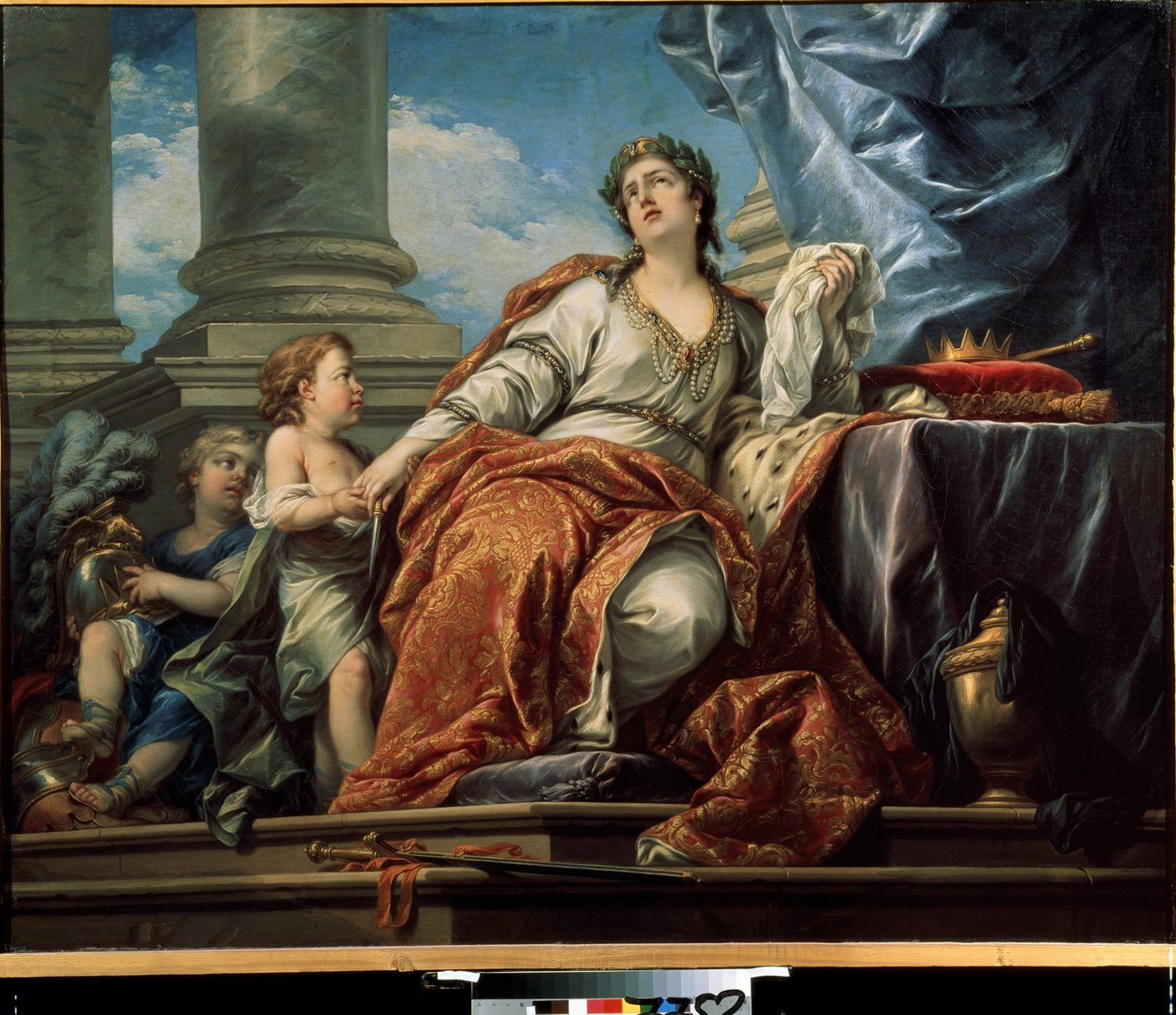 Alegorie tragédie. Obraz Carle Van Loo (1705-1765). Olej na plátně od Carle van Loo