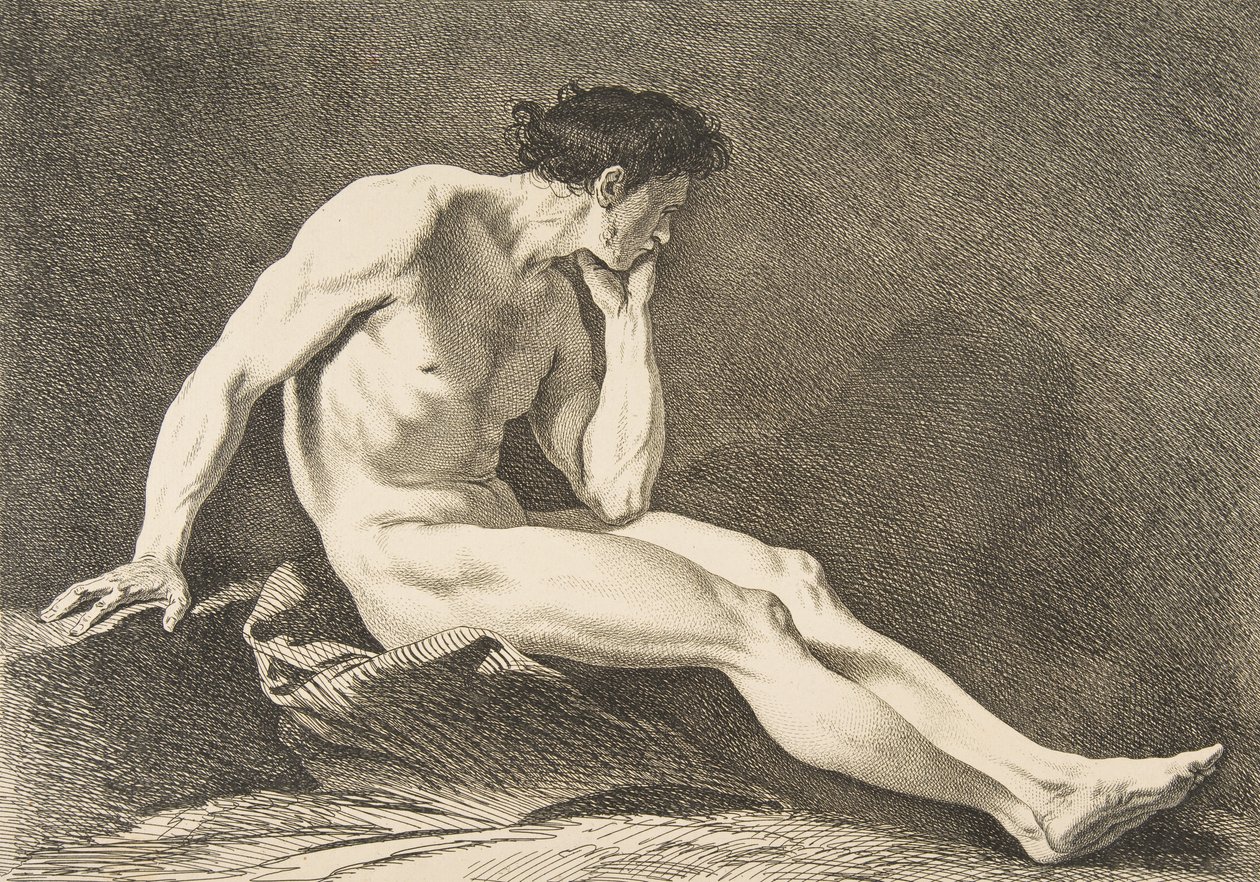 Akademie: Sedící muž, 1742-43. od Carle van Loo
