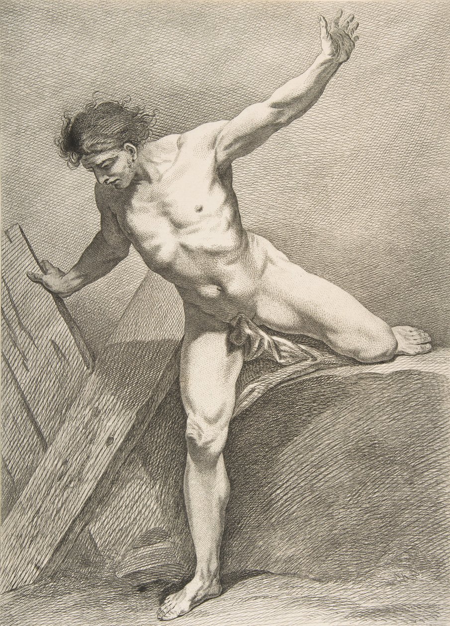 An Académie: Kráčející muž opírající se o prkno, 1742-43. od Carle van Loo