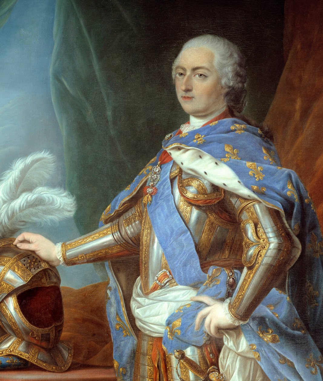 Detail "" Celovečerní portrét Ludvíka XV "" (1710-1774). Obraz Carle Van Loo (1705-1765) od Carle van Loo