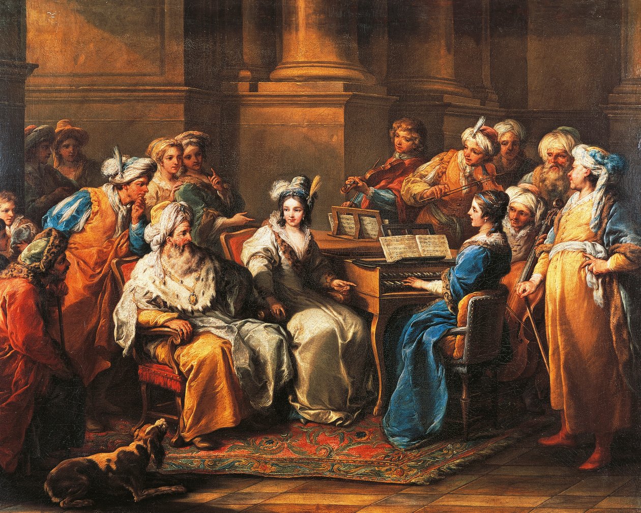 Grand Turk koncertuje se svou milenkou, Carle van Loo (1705-1765), olej na plátně, 72,5 x 91 cm, Francie od Carle van Loo