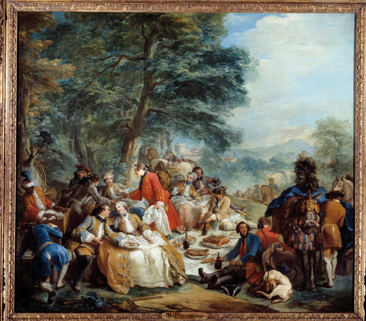Lovecká zastávka Piknik šlechticů při lovecké hře. Obraz Charles Andre Van Loo (1705-1765) 18. století Sun. 2,2x2,5m. od Carle van Loo