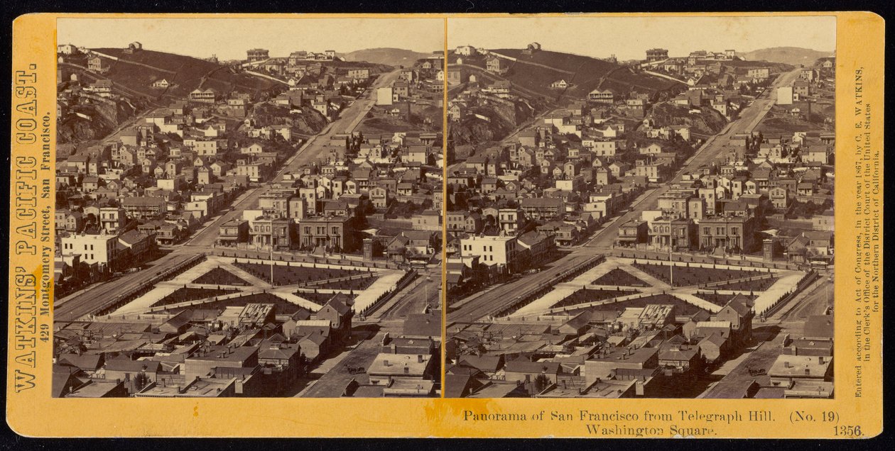 Panorama San Franciska z Telegraph Hill, Washington Square od Carleton E. Watkins