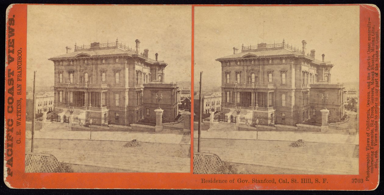 Sídlo guvernéra Stanforda, Cal. St. Hill, S.F. od Carleton E. Watkins