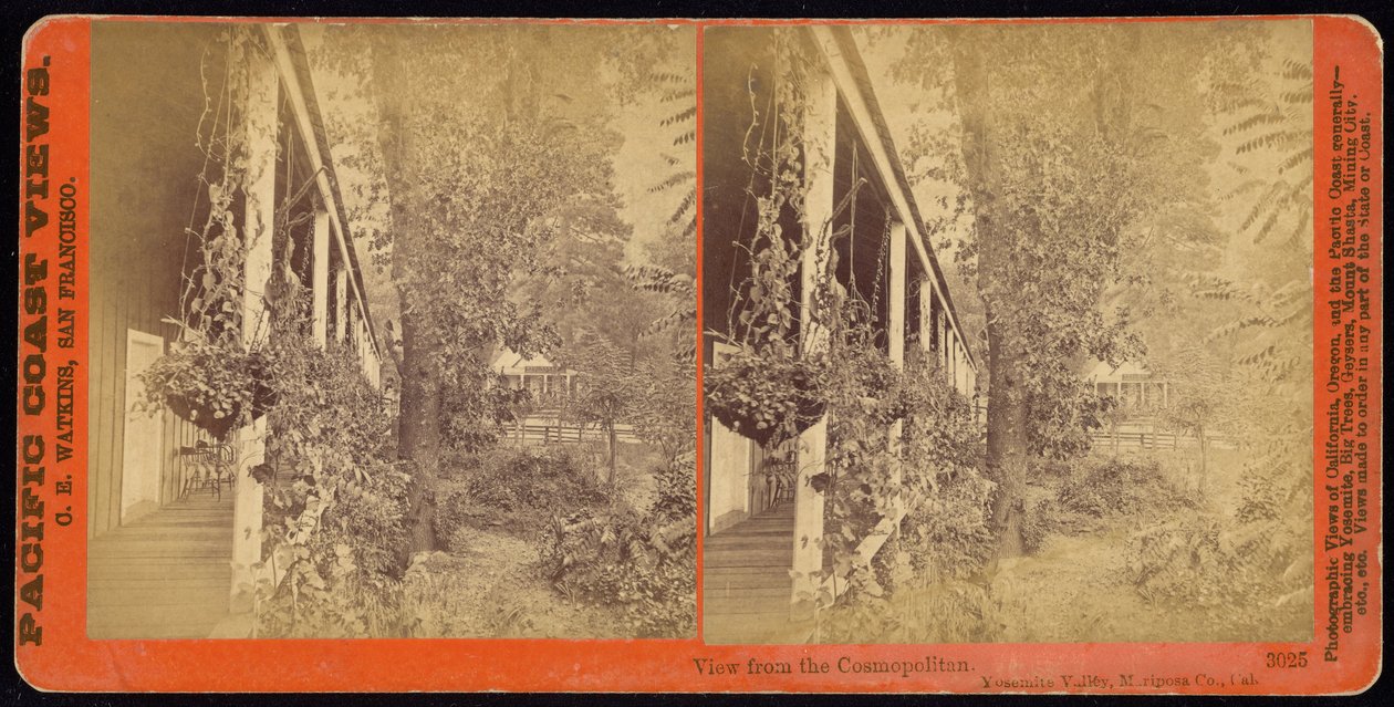 Pohled z kosmopolitu. Yosemitské údolí, Mariposa County. Ca. od Carleton E. Watkins