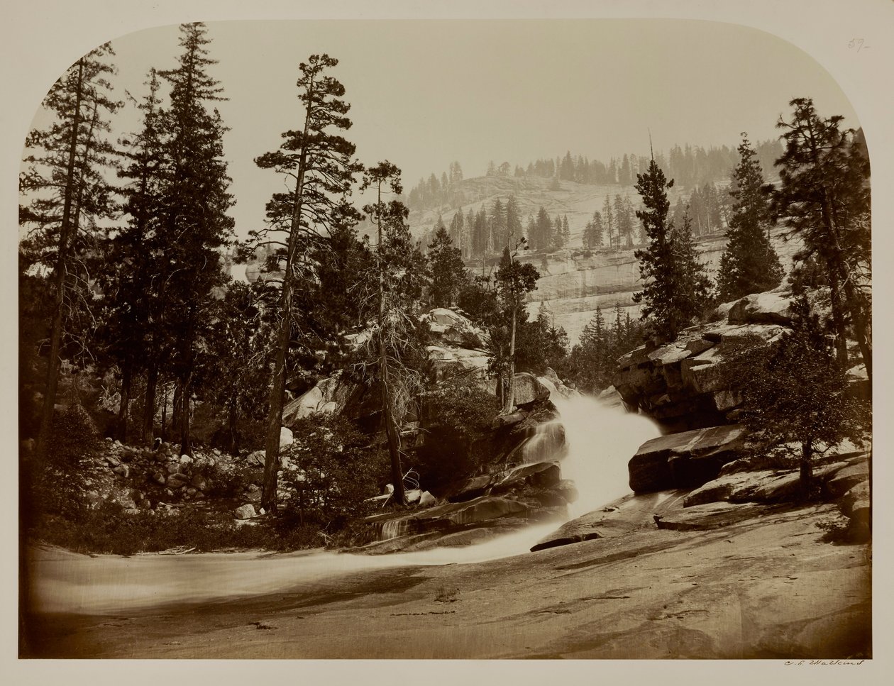 Kaskáda, Nevadské vodopády, Yosemity, Kalifornie od Carleton E. Watkins