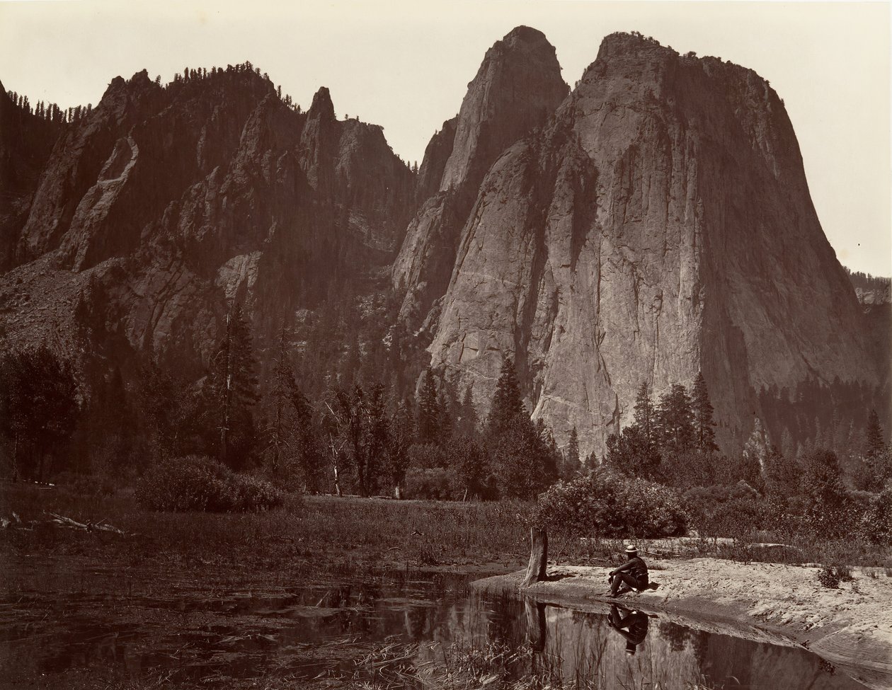 Cathedral Rocks, Yosemite, ca. 1872, vytištěno ca. 1876. od Carleton E. Watkins.