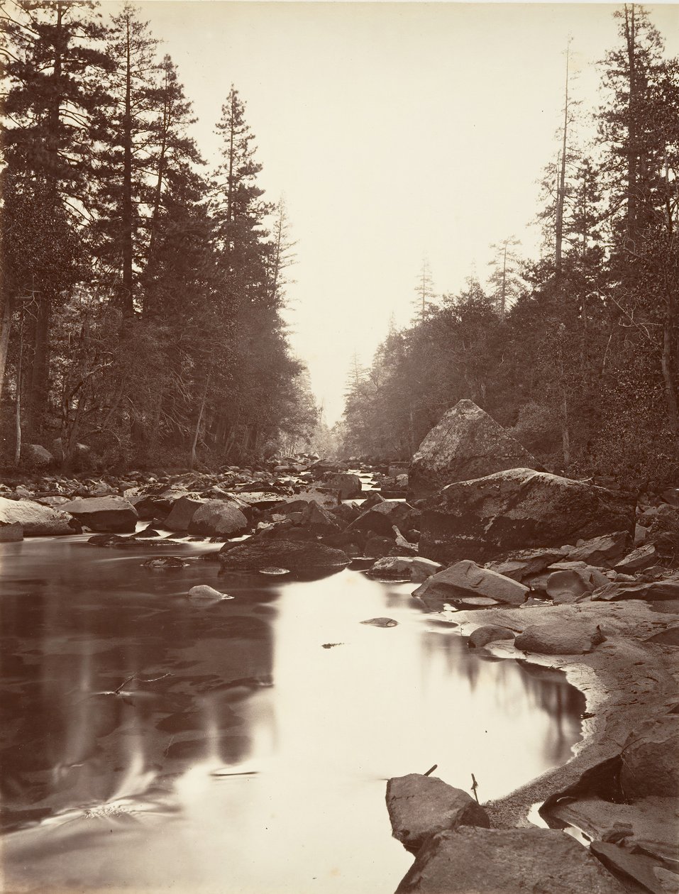Merced River, Yosemite, ca. 1872, vytištěno ca. 1876. od Carleton E. Watkins.