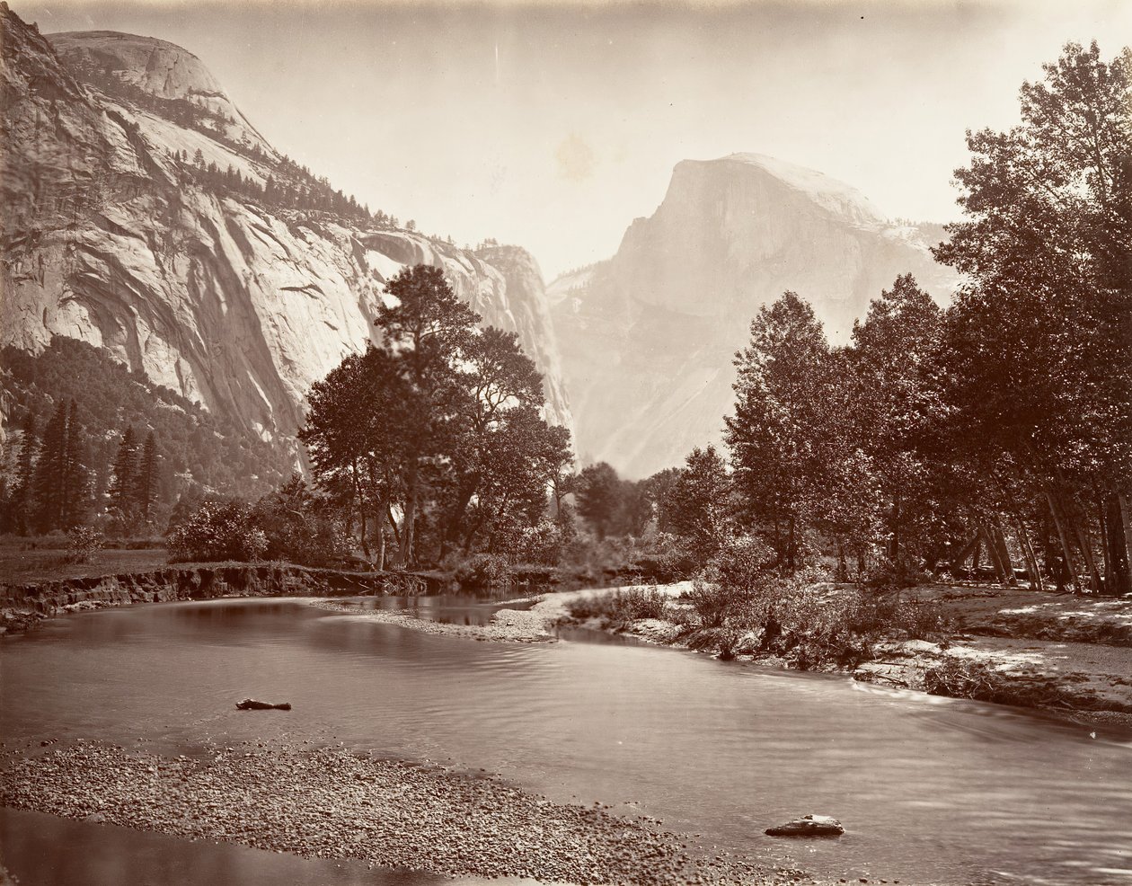 North and South Dome, Yosemite, ca. 1872, vytištěno ca. 1876. od Carleton E. Watkins.