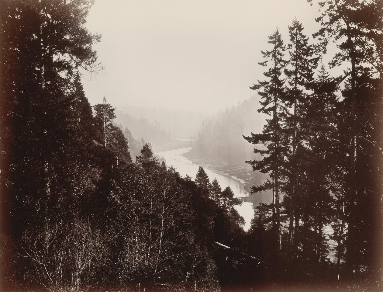Big River, z Rancherie, Mendocino, Kalifornie, 1863. od Carleton Emmons Watkins