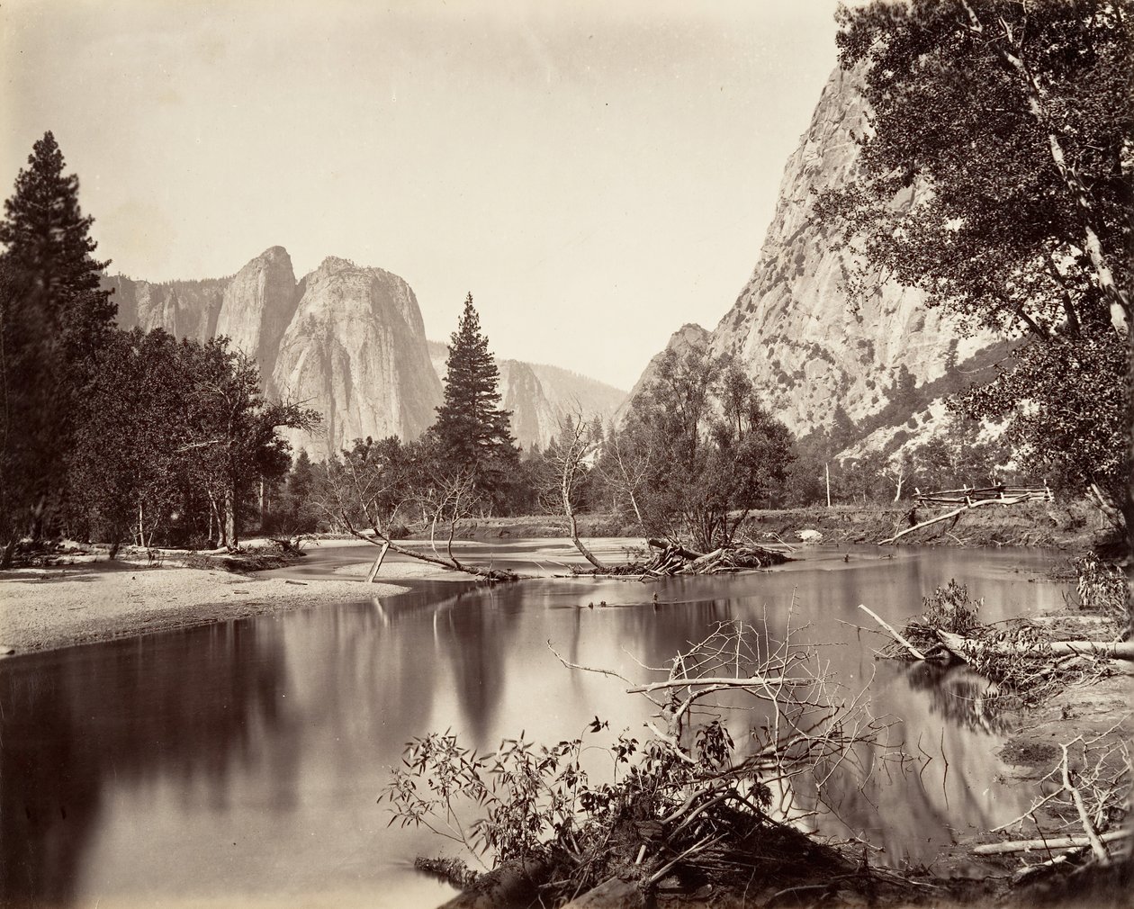 Pohled dolů Yosemitské údolí, ca. 1872, vytištěno ca. 1876. od Carleton Emmons Watkins
