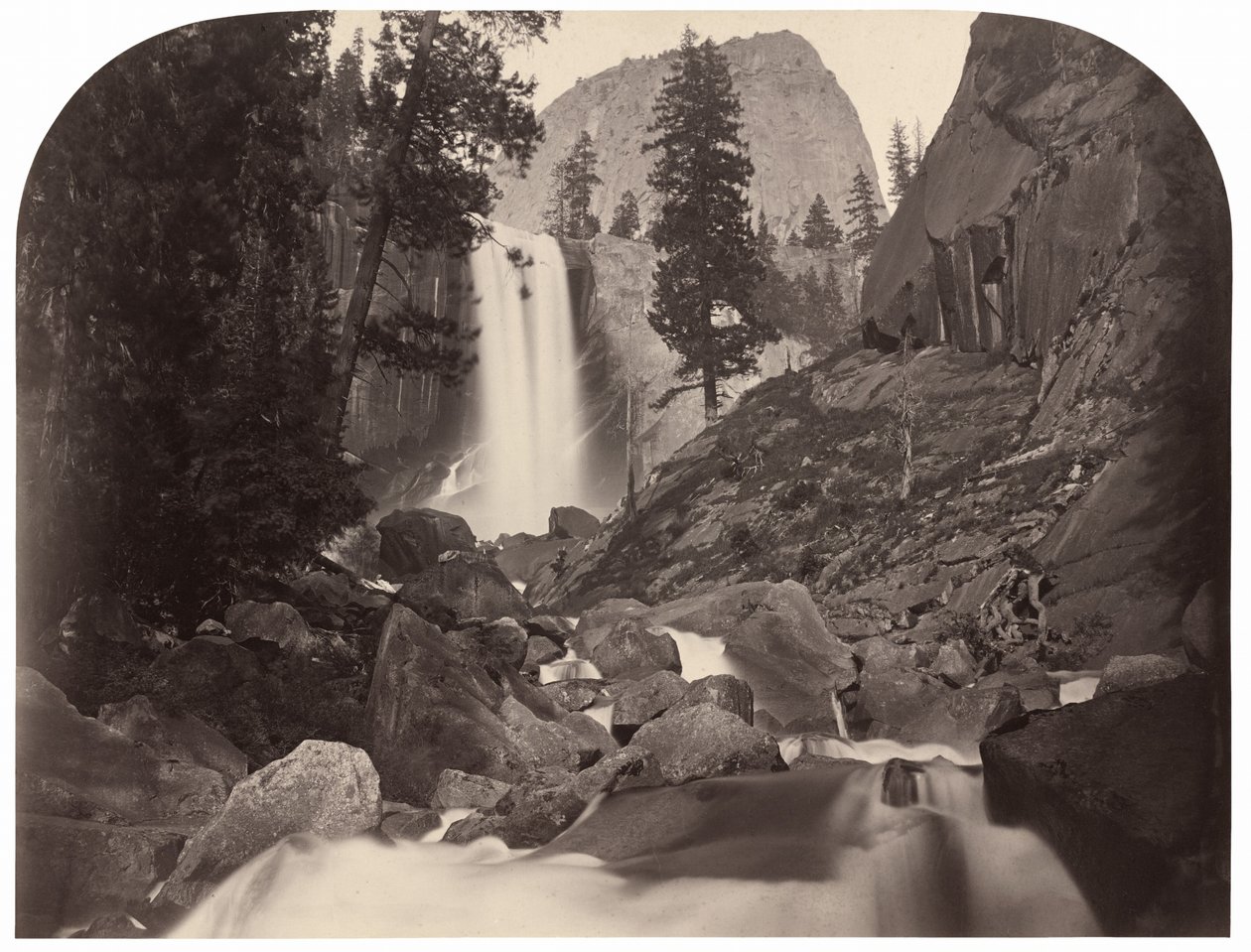 Piwyac, Vernal Fall, 300 stop, Yosemite, 1861. od Carleton Emmons Watkins