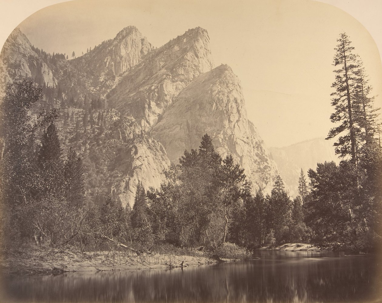 Pompomasos Skákající žáby, Tři bratři, 1861. od Carleton Emmons Watkins