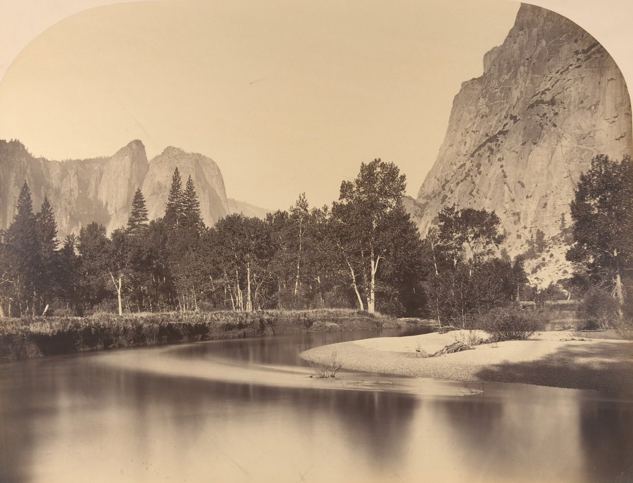 River View, Down the Valley, Cathedral Rock on Left, 1861, Yosemite. od Carleton Emmons Watkins