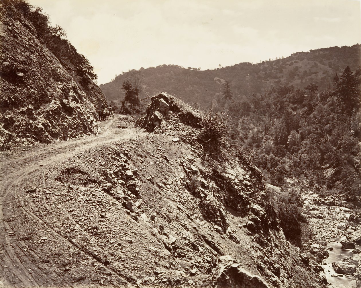Sulphur Creek a Flume-road to Geysers, 1868-70, tištěné ca. 1876. od Carleton Emmons Watkins