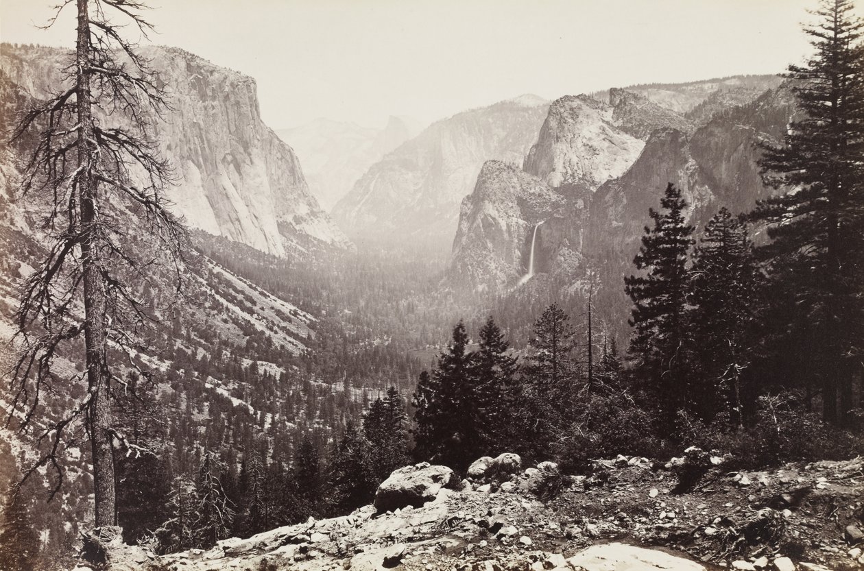 Yosemitské údolí z Inspiration Point,
Mariposa Trail, asi 1861 (albumenový tisk) od Carleton Emmons Watkins