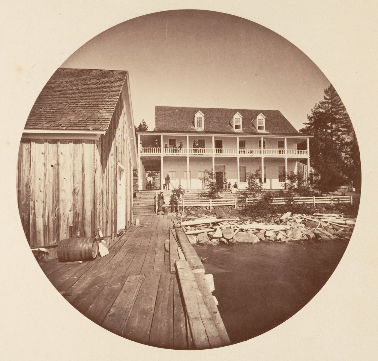 Warm Springs Hotel Lake Tahoe, ca. 1878. od Carleton Emmons Watkins
