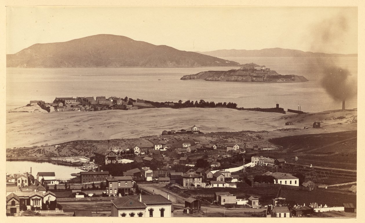 Alcatraz a Black Point z Russian Hill, San Francisco od Carleton Watkins