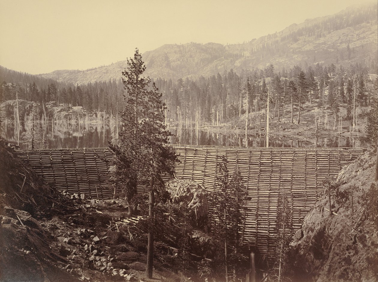 Dam and Lake, Nevada County, Near View od Carleton Watkins