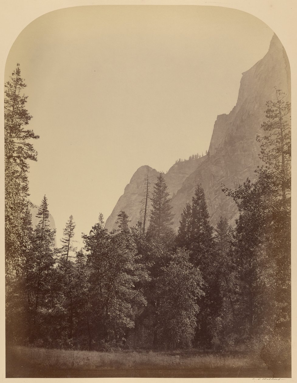 Obrysový pohled na Half Dome - 4967 stop, Yo Semite od Carleton Watkins