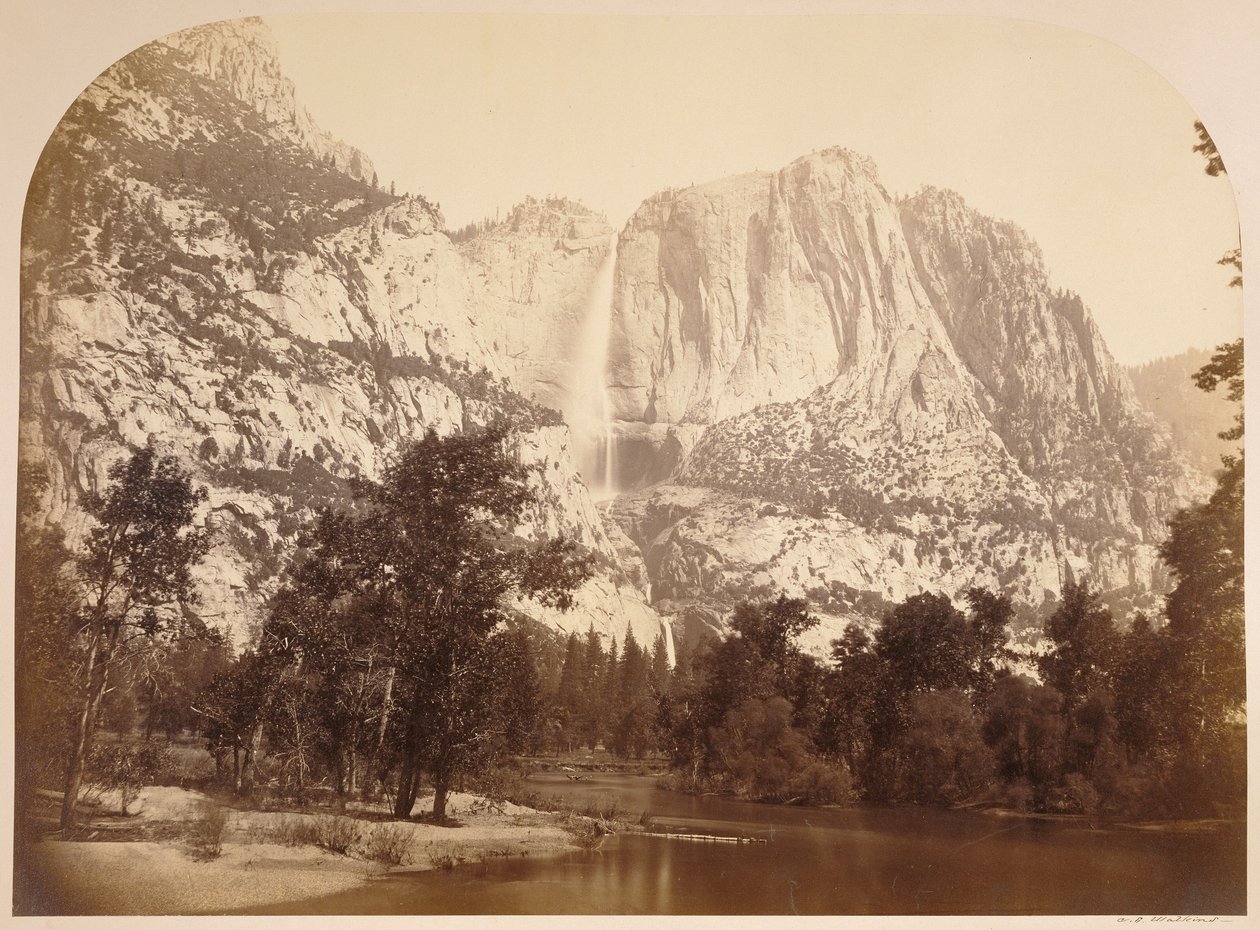 Pohled na řeku, Yosemitské vodopády. 2477 ft. od Carleton Watkins