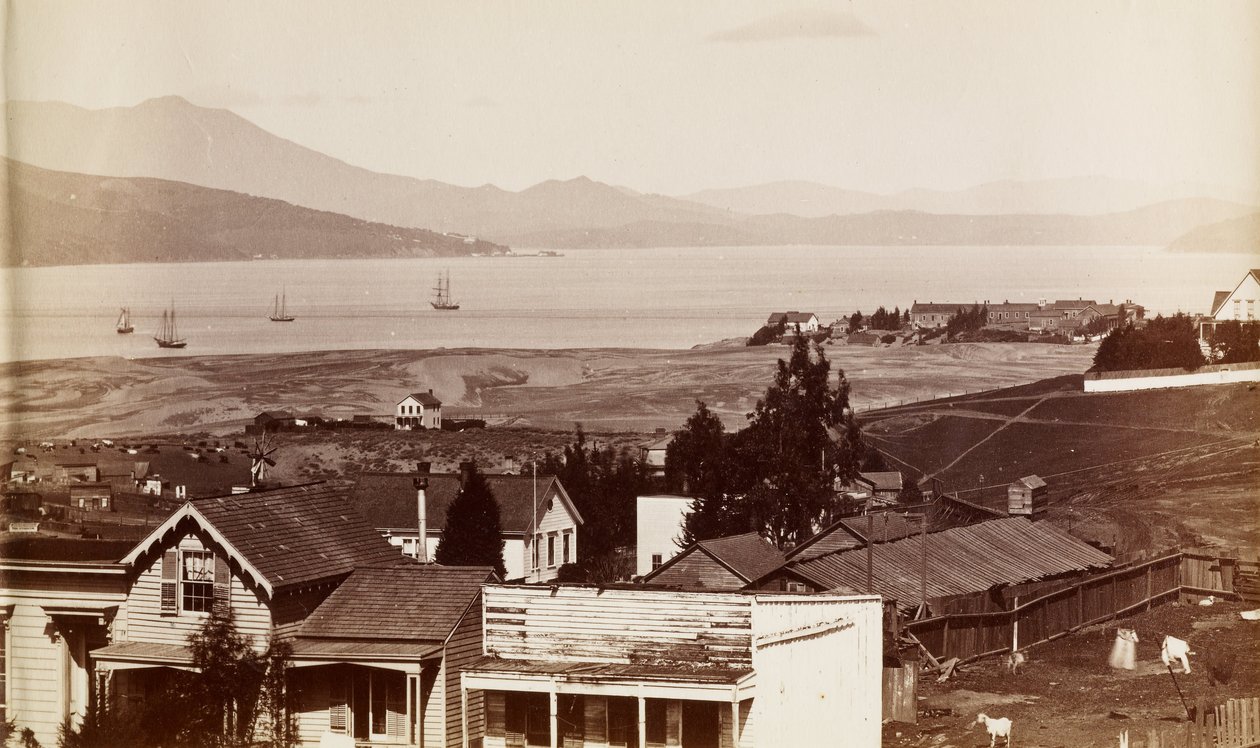 Sausalito, Tamalpais a Richardsonův záliv ze San Franciska od Carleton Watkins