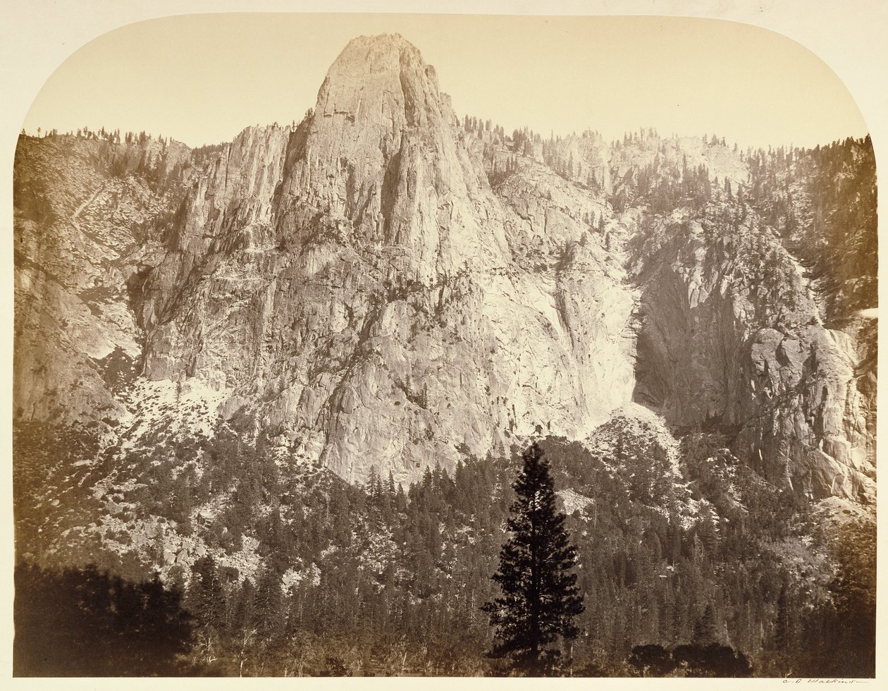 Sentinel (pohled zepředu), 3270 stop, Yosemite od Carleton Watkins