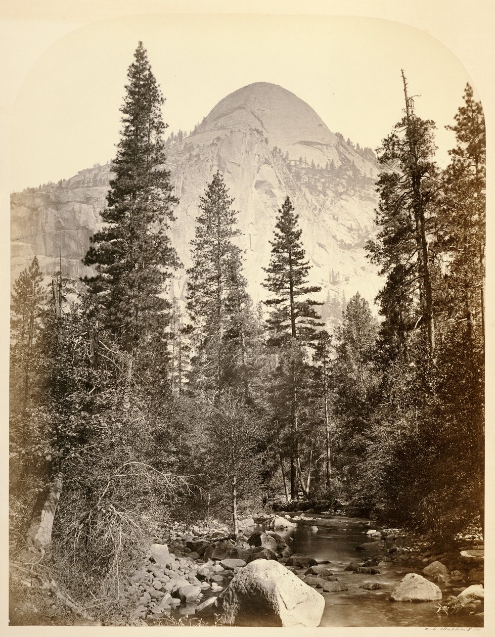 Tacoye [sic] - Severní kopule, 3729 stop. Yo Semite od Carleton Watkins